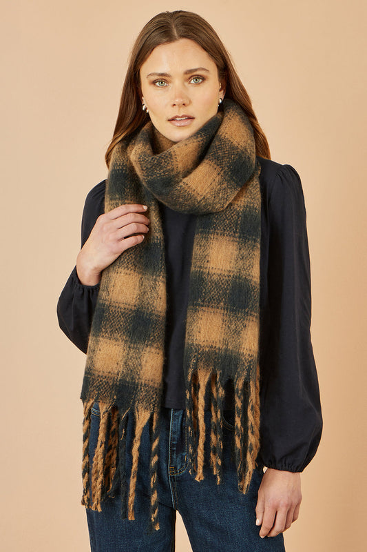 Yumi Brown Check Soft Scarf - SHAWONÉ