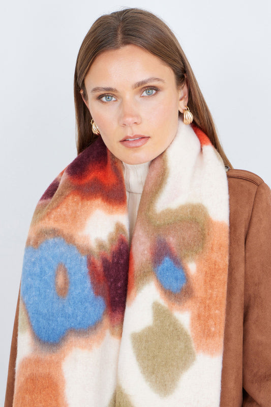 Yumi Multi Colour Swirl Fluffy Scarf