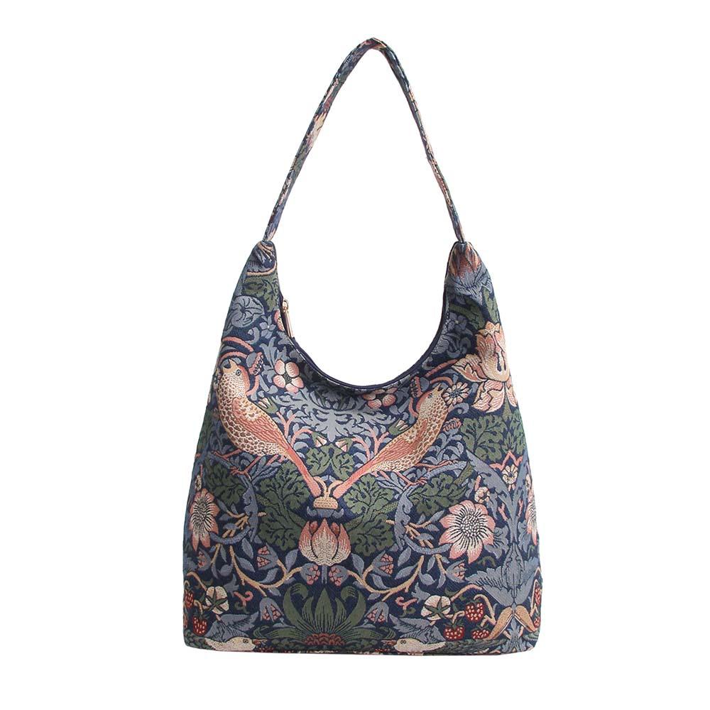 William Morris Strawberry Thief Blue - Hobo Bag - SHAWONÉ