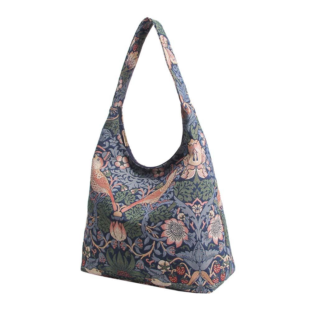 William Morris Strawberry Thief Blue - Hobo Bag - SHAWONÉ