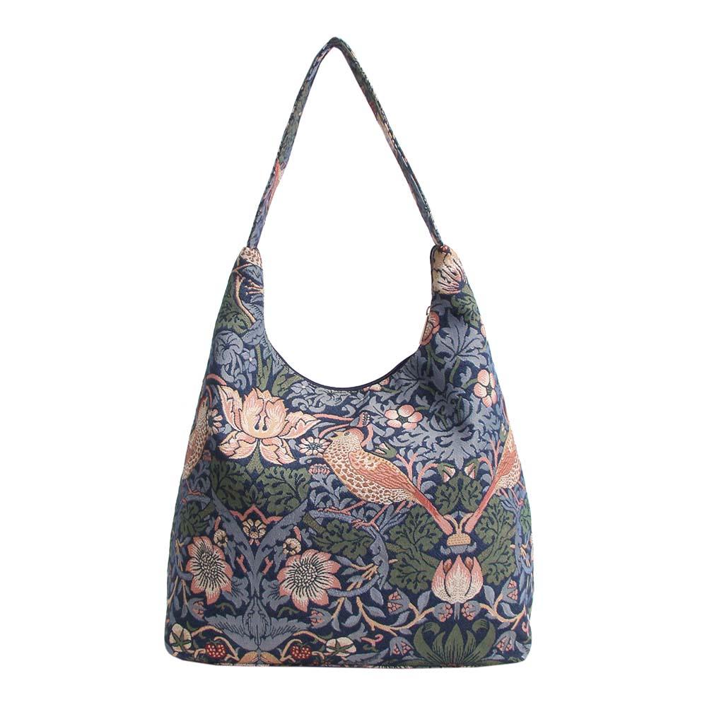 William Morris Strawberry Thief Blue - Hobo Bag - SHAWONÉ