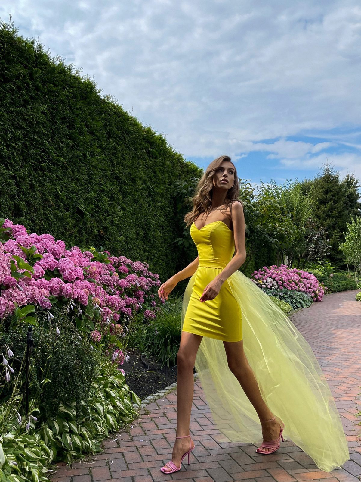 Short Mini Party Dress with Tulle Train - SHAWONÉ