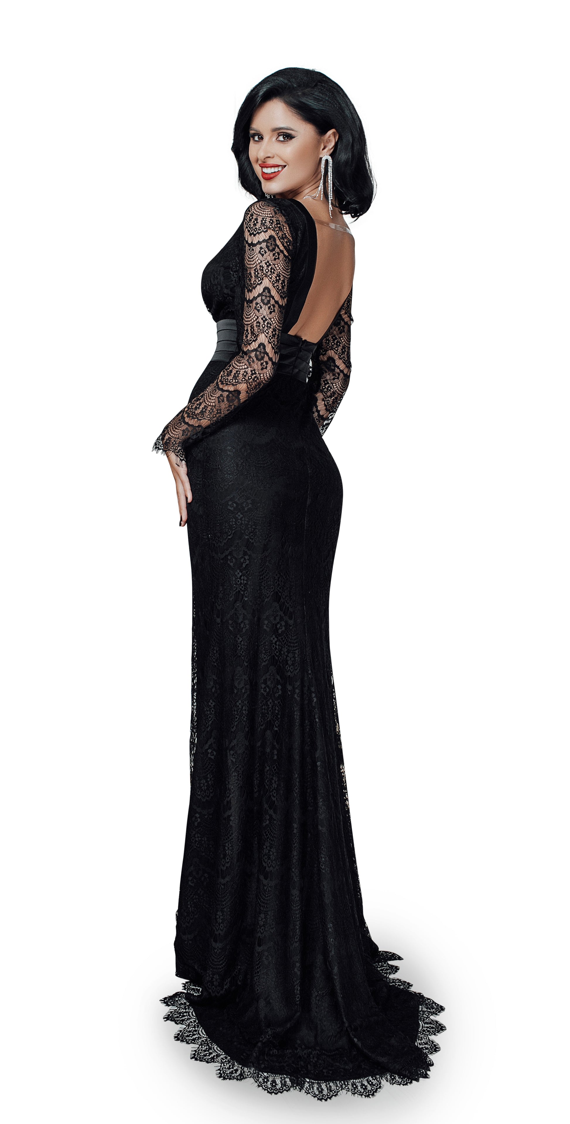 Formal Lace & Silk Maxi Dress in White, Black, pink | Elegant Romantic Evening wear - SHAWONÉ