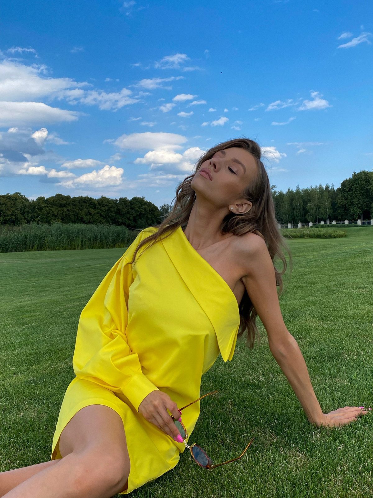 Sunlight Muse – Trendy Yellow, Black One-Shoulder Dress | Wedding Guest & Vacation Style - SHAWONÉ
