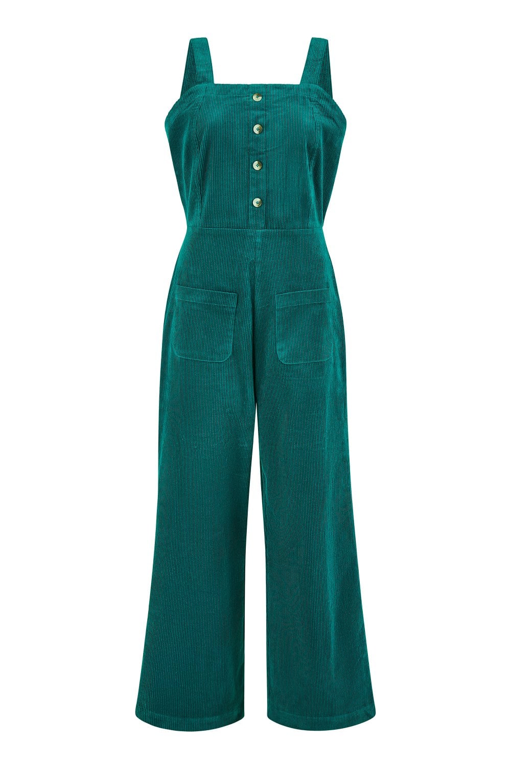 Yumi Teal Cord Stretch Dungaree Style Jumpsuit - SHAWONÉ